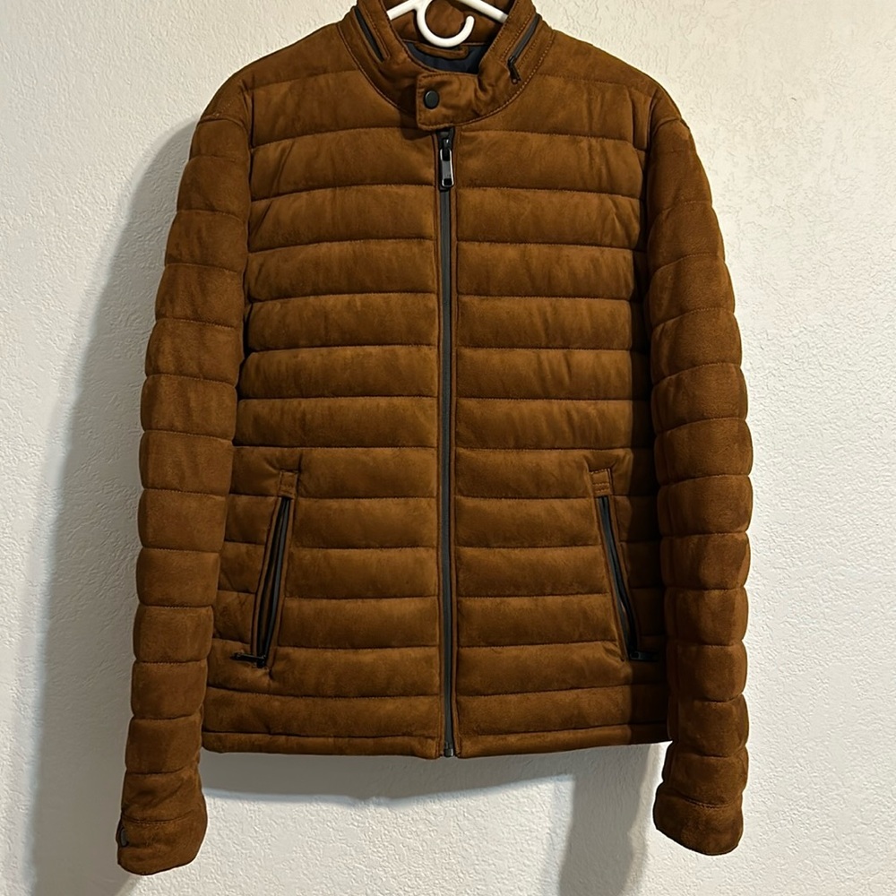Faux suede puffer jacket